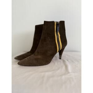 Veronica Beard Roxy Ankle Boots Women’s 9 Olive Green Suede Zip Stiletto Heel